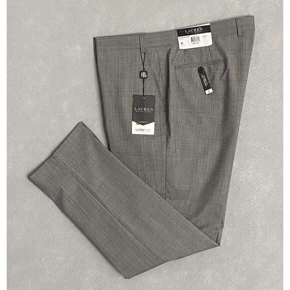 Lauren Ralph Lauren Men's 40x32 Suit Pant Classic Fit Stretch Grey Plaid NEW - Picture 1 of 10